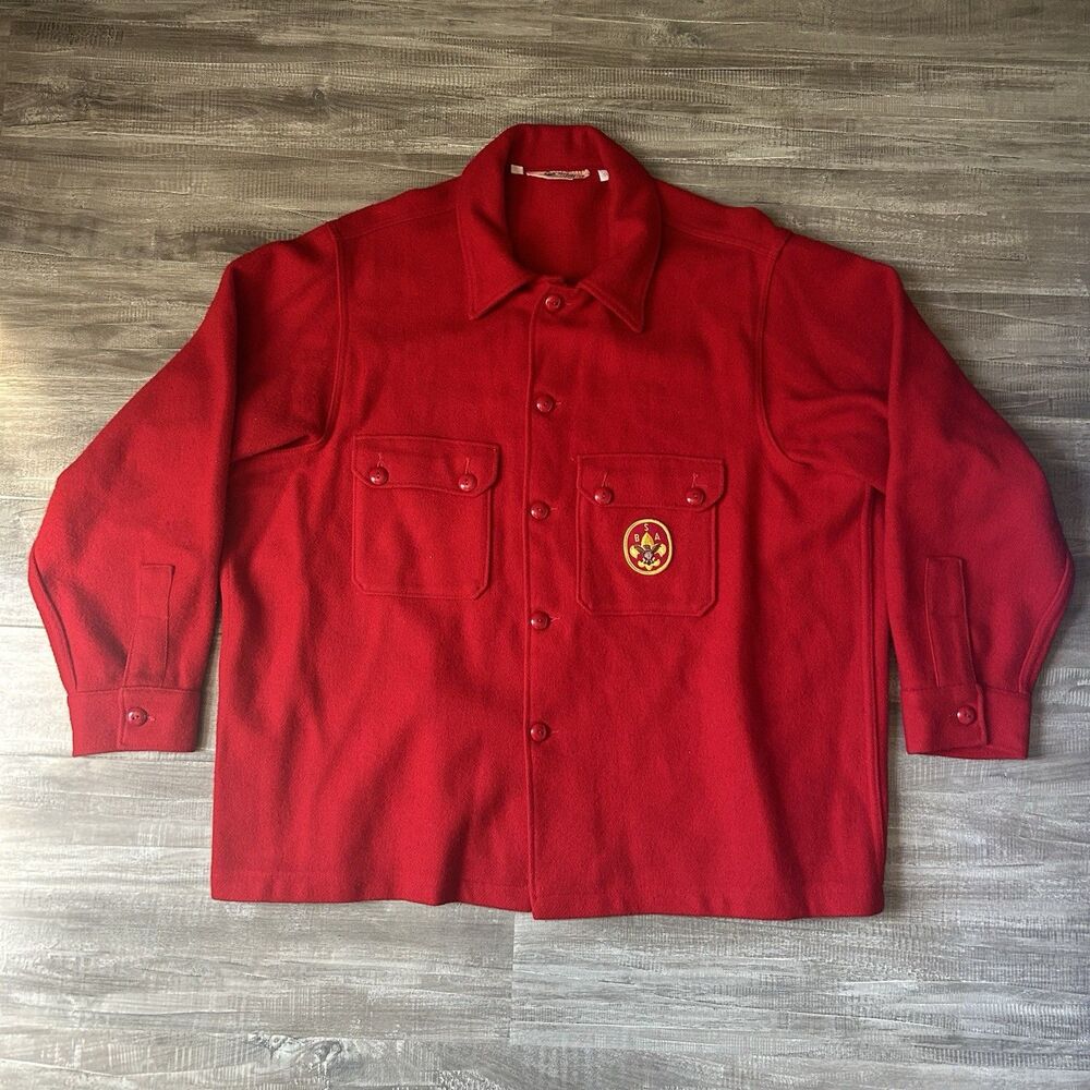 Vintage BSA Boy Scouts Of America Size Men’s 54 Wool Blend Patched Jacket Shirt